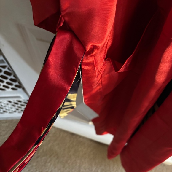 NWT Da Shang Hai Blue/Red/Gold Reversible Belted Collared Pockets Kimono Size M - Picture 11 of 16